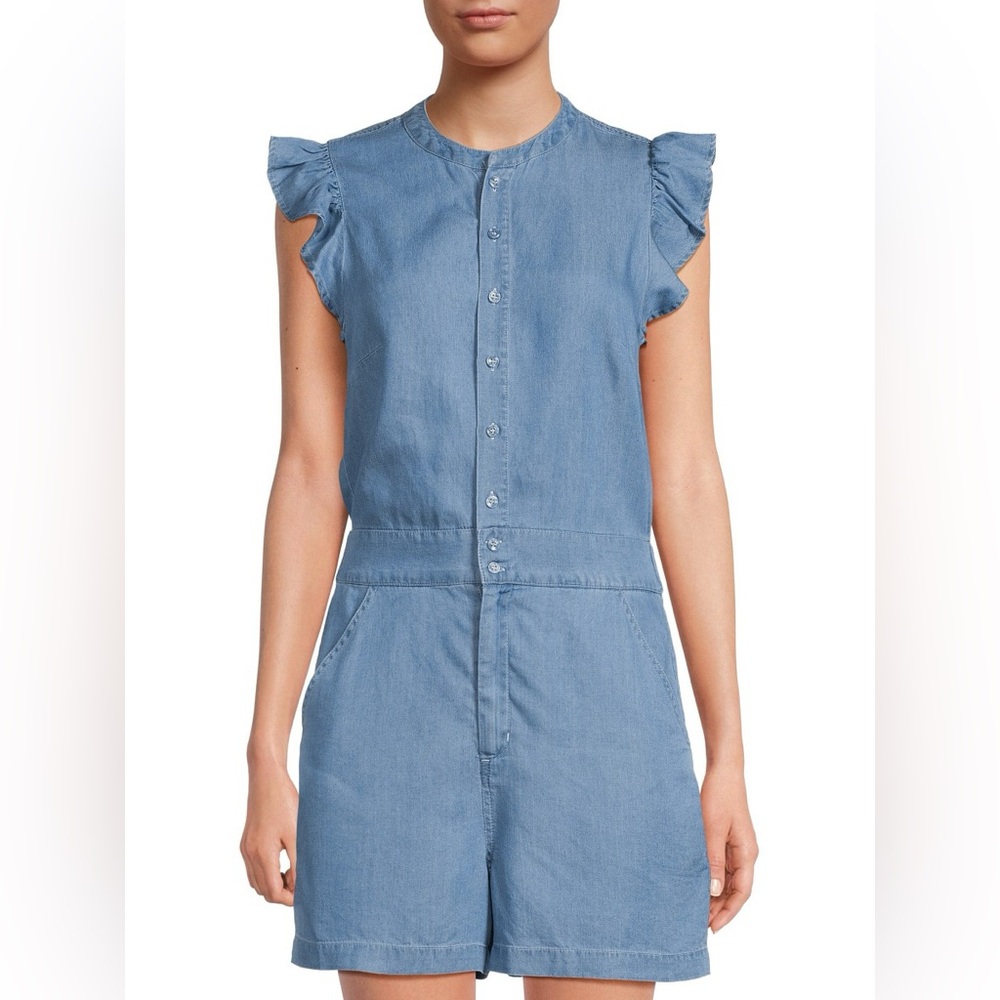 Joes Jeans Medium Blue Chambray Flutter Sleeve Romper Sz L
